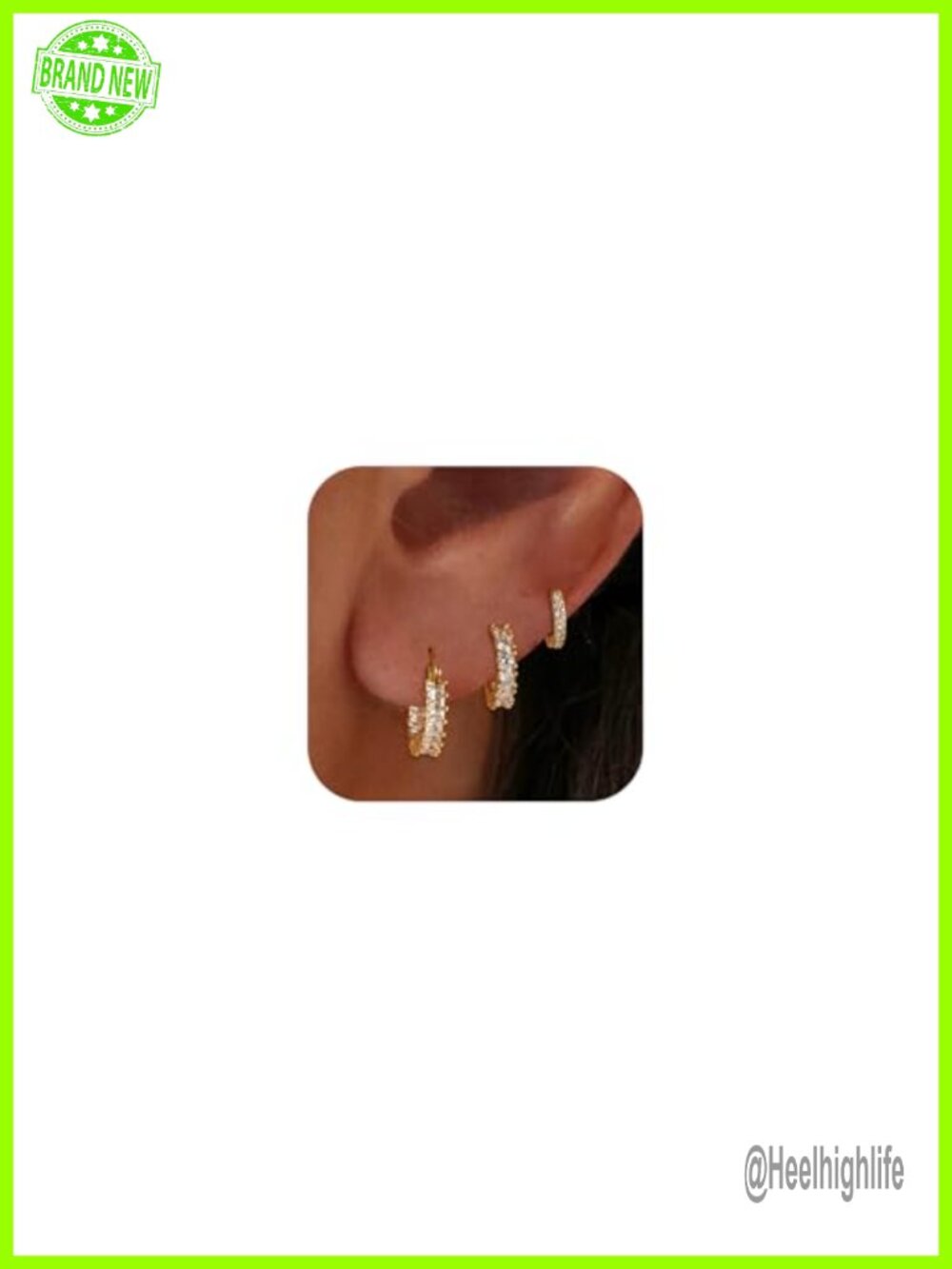 3 Pairs 14K Gold Plated Hoop Earrings Small Chunky Huggie Set